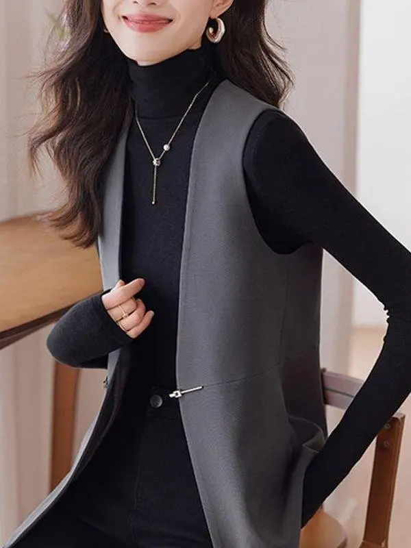 

Spring Summer Thin Peach Color Suit Vest 2025 New Sle Casual Outerwear oulder Pad Women's Jaet Commute Stripe Pattern