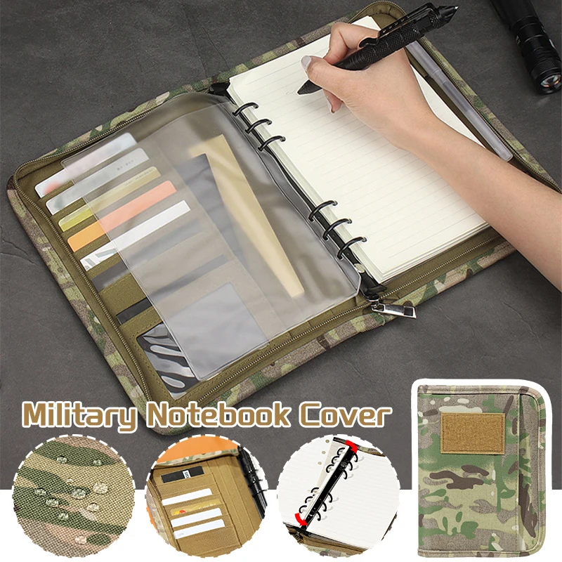 Camouflage Tactical Notebook Ring Binder Waterproof Outdoor Notebook Cover Loose-leaf Paper Notepad Diary Camping Protect Case