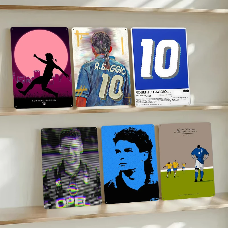 روبرتو باجيو القصدير اللوحة جدار الفن الملصقات خمر ديكور تخصيص مشجعي كرة القدم علامات معدنية للرجل الكهف غرفة نوم الديكور
