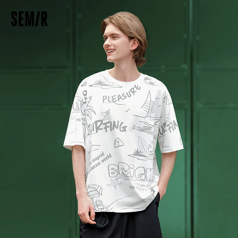 Semir Short-Sleeved T-Shirt Men 2024 Summer New Moisture-Wicking Sweat-Absorbing Top Loose Fit With Dropped Shoulder Casual Wear