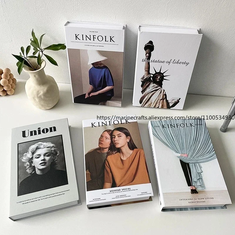 

Модные 6 шт./лот, украшение для виллы, отеля, имитация поддельной книги, современный домашний декор для рабочего стола, аксессуары