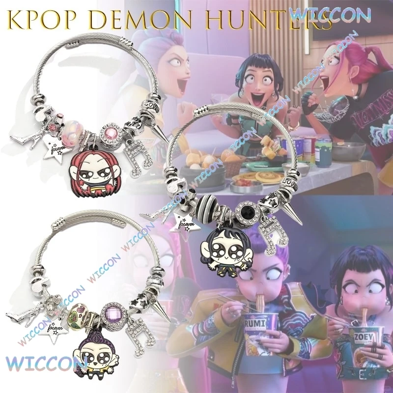 Ynot @ KPopDem On Hunters pulsera mujer Rumi Mira colgante de diamante brazalete abierto de acero inoxidable disfraz de Halloween Navidad Cosplay