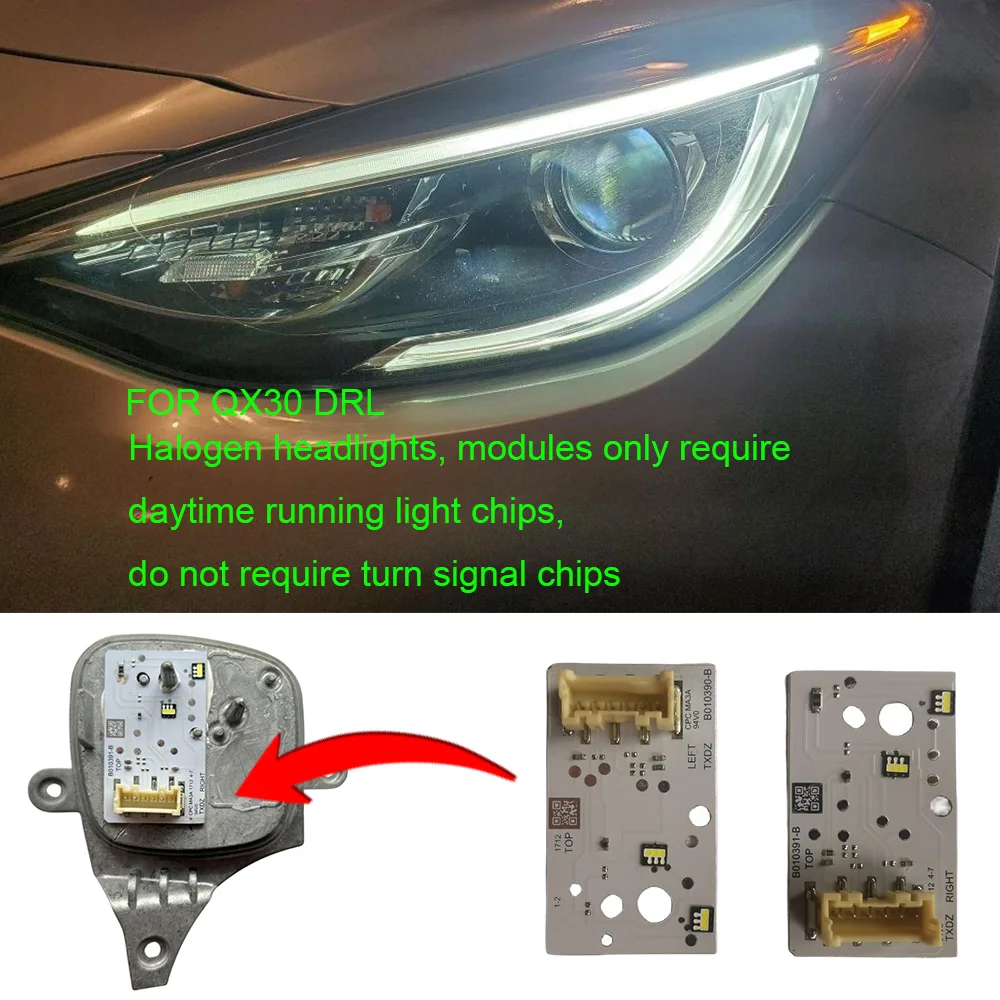 Brightly White Lightsource Daylight Boards For Infiniti Q30 QX30 Halogen LED Headlight Angel Eyes DRL B010391-B B010390-B