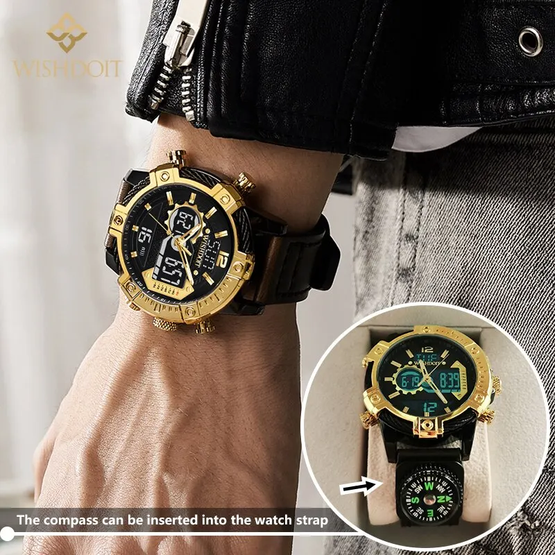 WISHDOIT Sports Outdoor Leisure Watch Men Calendar Men Quartz Watch Analog Watch Waterproof Luminous Swimming Men Hand Watch