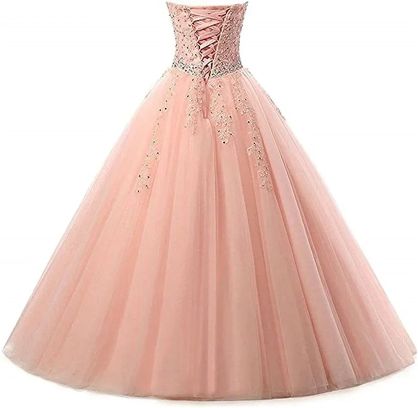 Sweetheart Lace Appliques Ball Gown Evening Prom Dress Beading Sequined Quinceanera Dresses Sweet Flower Party Dress Luxury