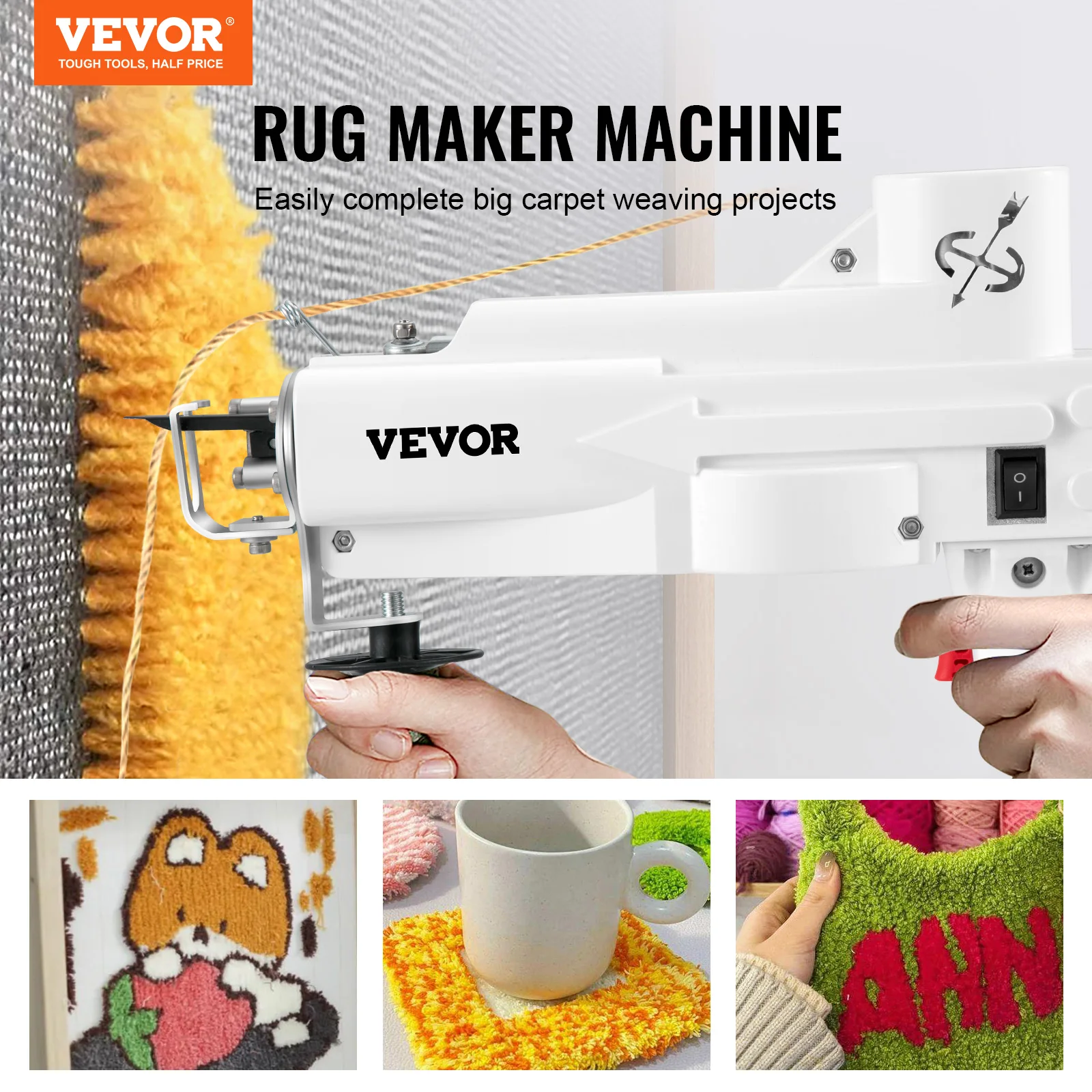 VEVOR Electric Carpet Tufting Gun Weaving Machine Speed Adjustable Professional Flocking Device Embroidery Tool Rug Maker Kit