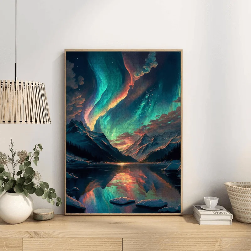 1000pcs Jigsaw Puzzle for Adults & Families - Northern Aurora Borealis Large Wall Art with 1000pcs, Challenging 5D Color Puzzl