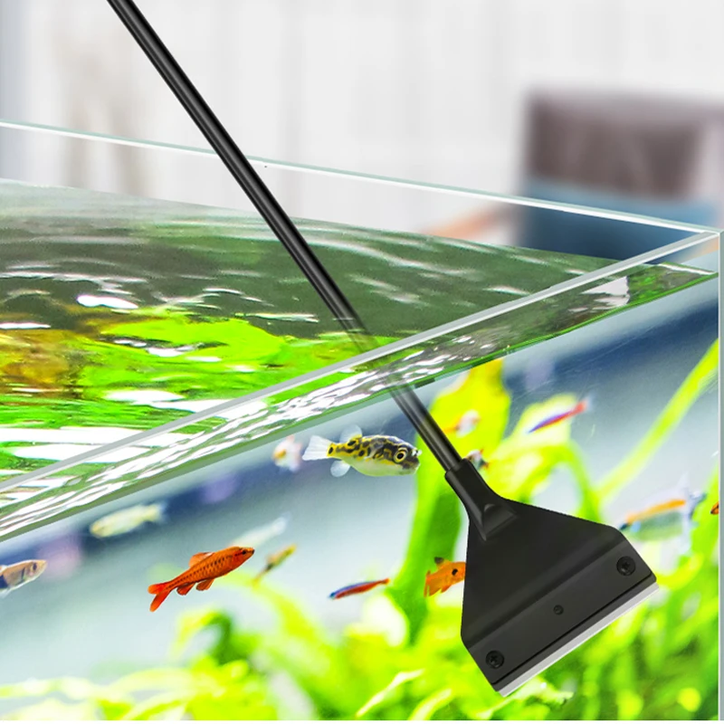 Aquarium-Reinigungswerkzeug Fischbecken Flachbodenschaufel zur Algenentfernung Doppelfunktions-Glas-Algenentferner Haushaltsreinigungszubehör – Detail 1