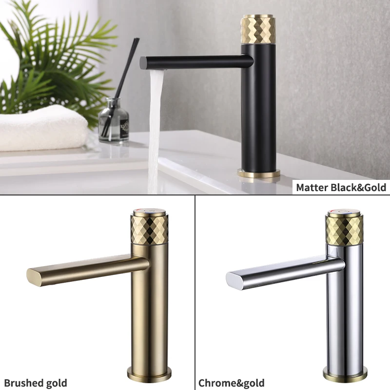 

Modern Basin Faucet Power Switch Button Faucets Hot and Cold Water Tap for Basin Water Faucet