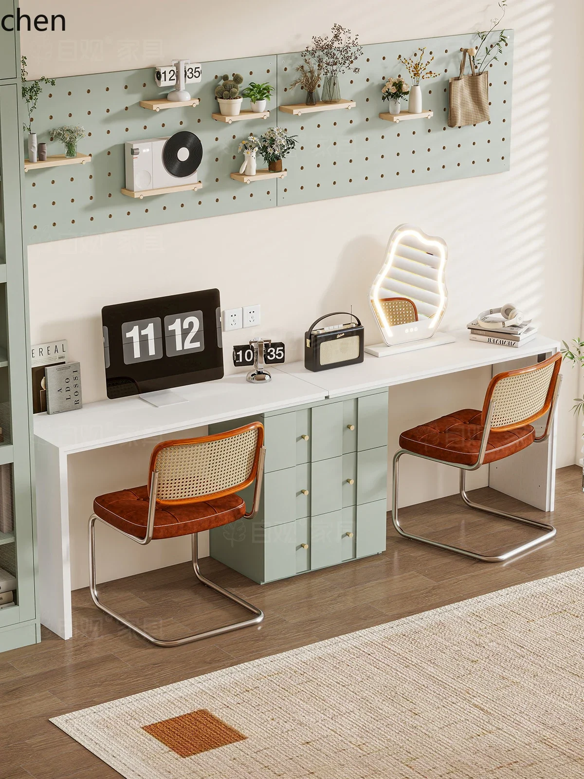 

ZML Modern Living Room Study Long Table Dressing Combination Bedroom Double Table Corner Table