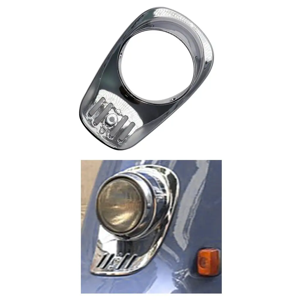 

Motorcycle Headlight Cover Silver Plated Headlamp Plastic Protective Decorative