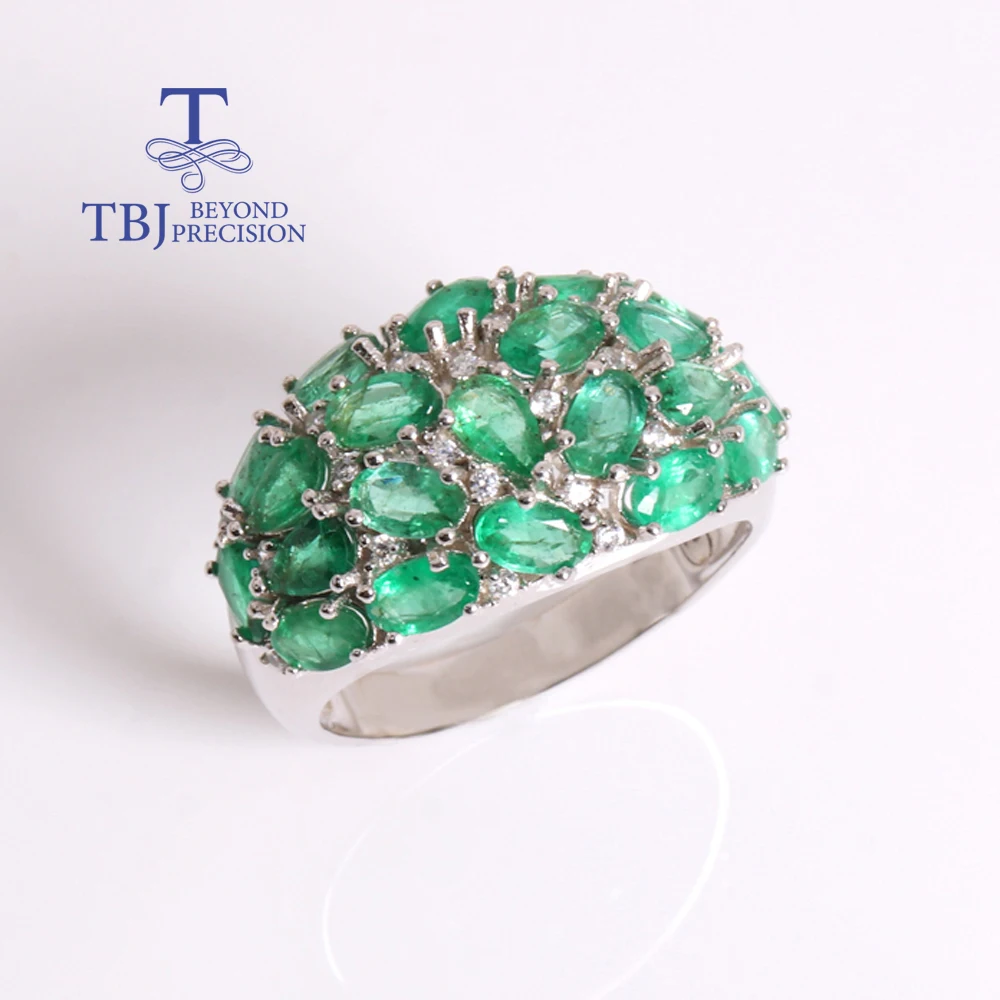 

Gorgeous Noble Natural green emerald ring with real gems S925 silver fine jewelry Anniversary & Engagement gift for women