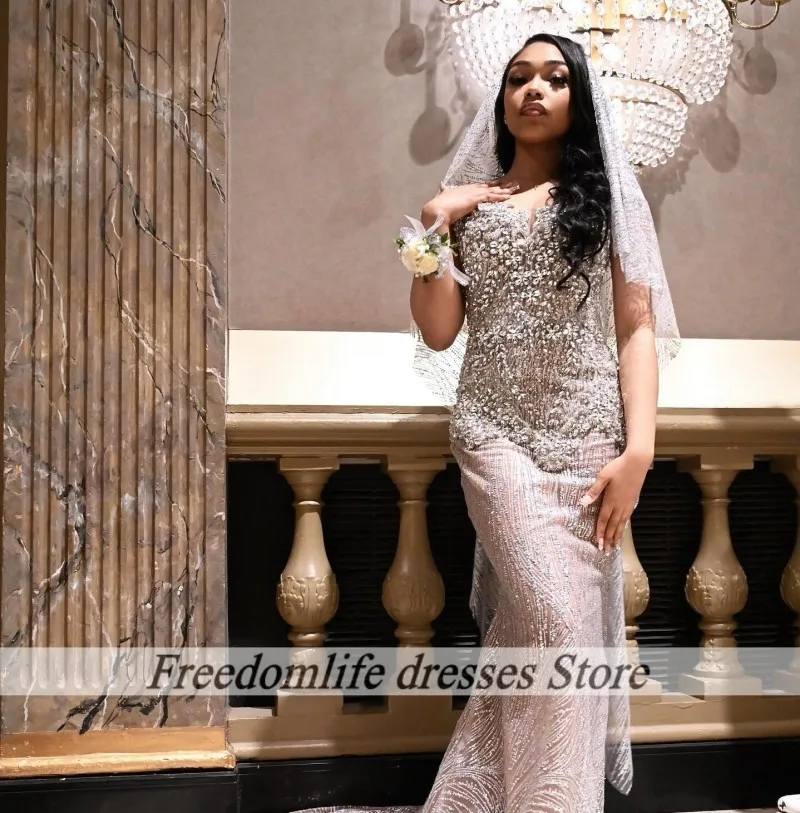 Adoración De novia con cuentas y lentejuelas, vestidos elegantes De graduación, vestido De fiesta De sirena para niñas, vestidos De noche, batas De Gala personalizadas