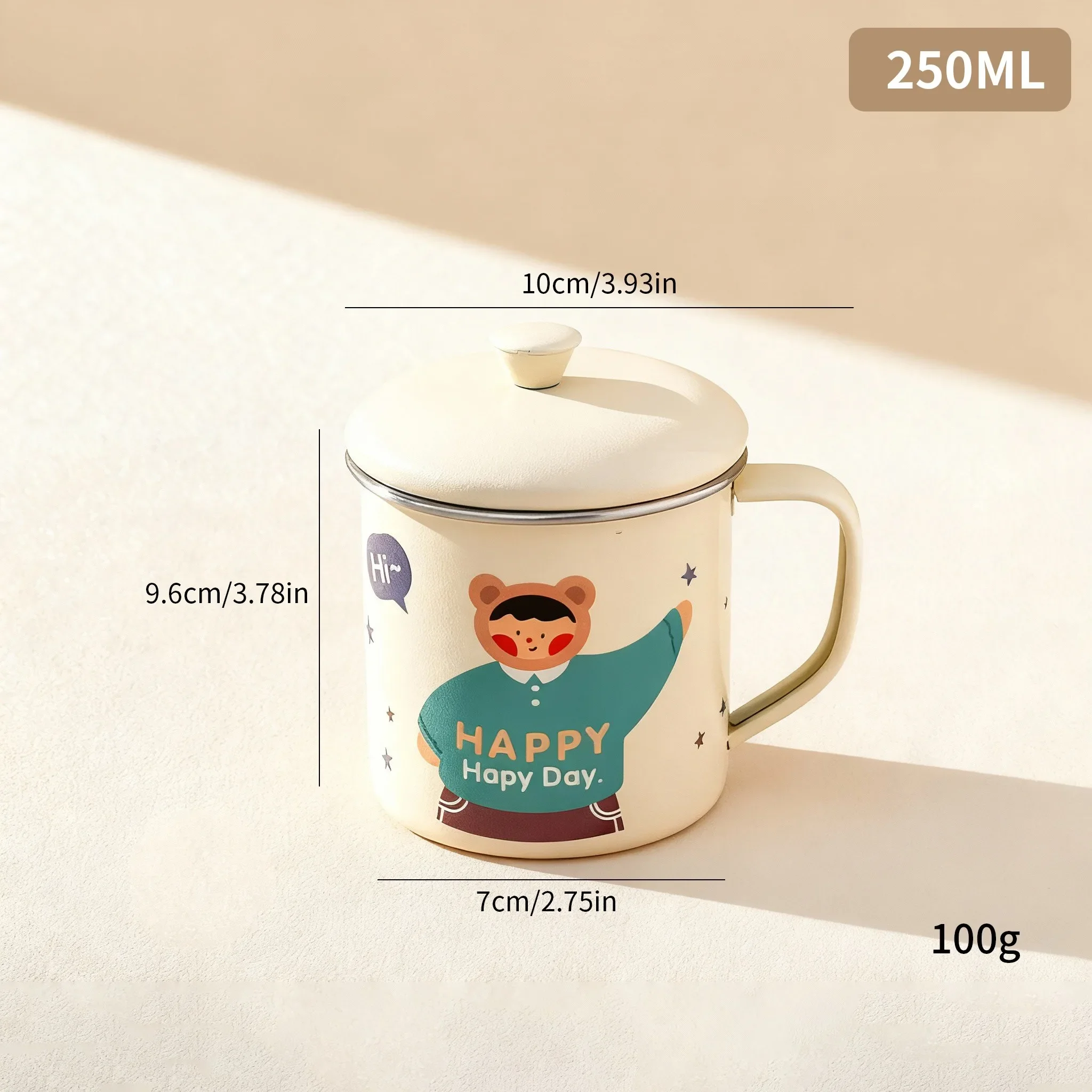 316 roestvrijstalen waterbeker voor kinderen, een schattige, kleine beker voor kinderen, duurzaam, hittebestendig, geschikt voor melk en koffie, met deksel en handvat.