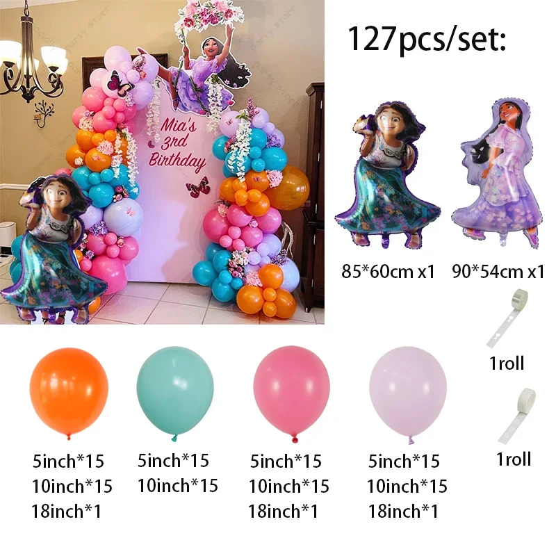 127pcs/Set Disney Magic Full House Party Balloons Encanto Themed Birthday Party Arch Garland Kit Globos Background Decoration