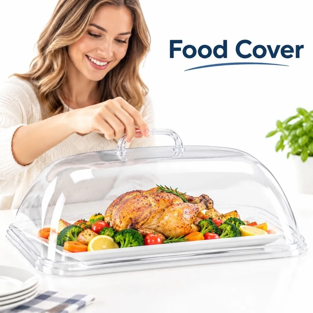 New Clear Acrylic Bread Cover Reusable Dust-Proof Food Pan Moisture Proof Rectangular Shape Baking Tray Cover Home Baking