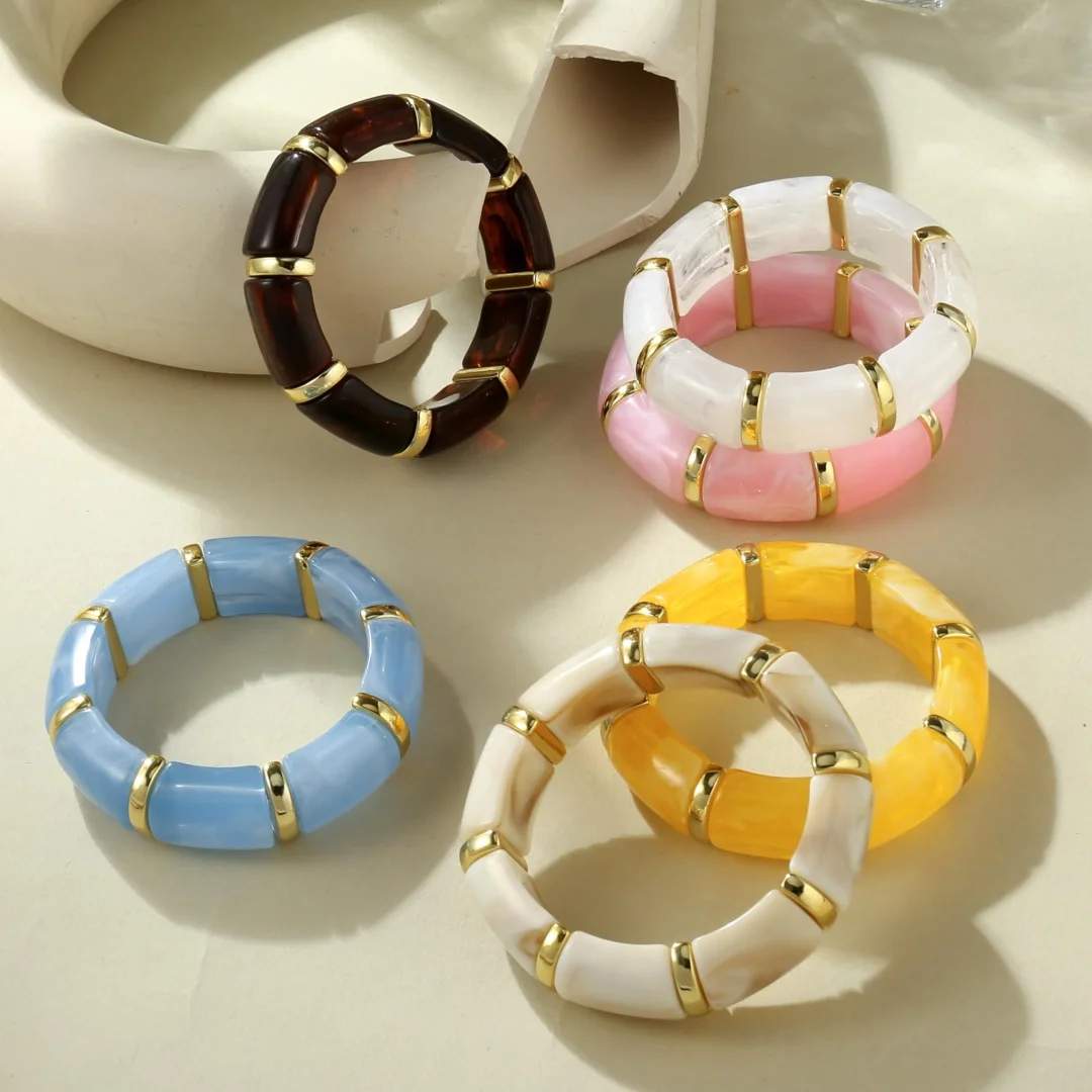 1 colorful Acrylic Thick Women's Bracelet, Stackable Elastic Bracelet, Fashionable Jewelry Gift, Available in Multiple Colors
