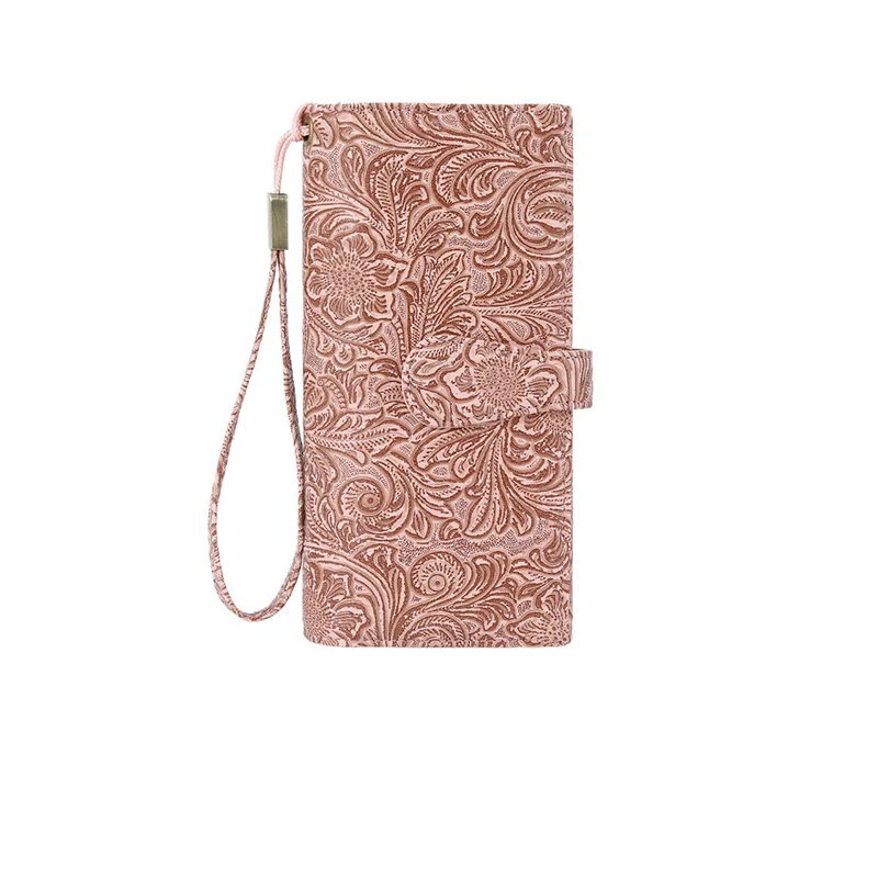 5pcs Wallet For Women PU Plain Rfid anti-theft National Multifunctional 3 Foldable  Phone Long Card Holder With Wrist