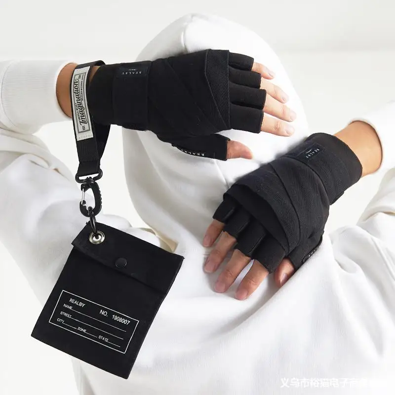 Tactical Techwear Fingerless Gloves Men Sport Fitness Boxing Cycling Wrist Band Gloves Guantes Mujer