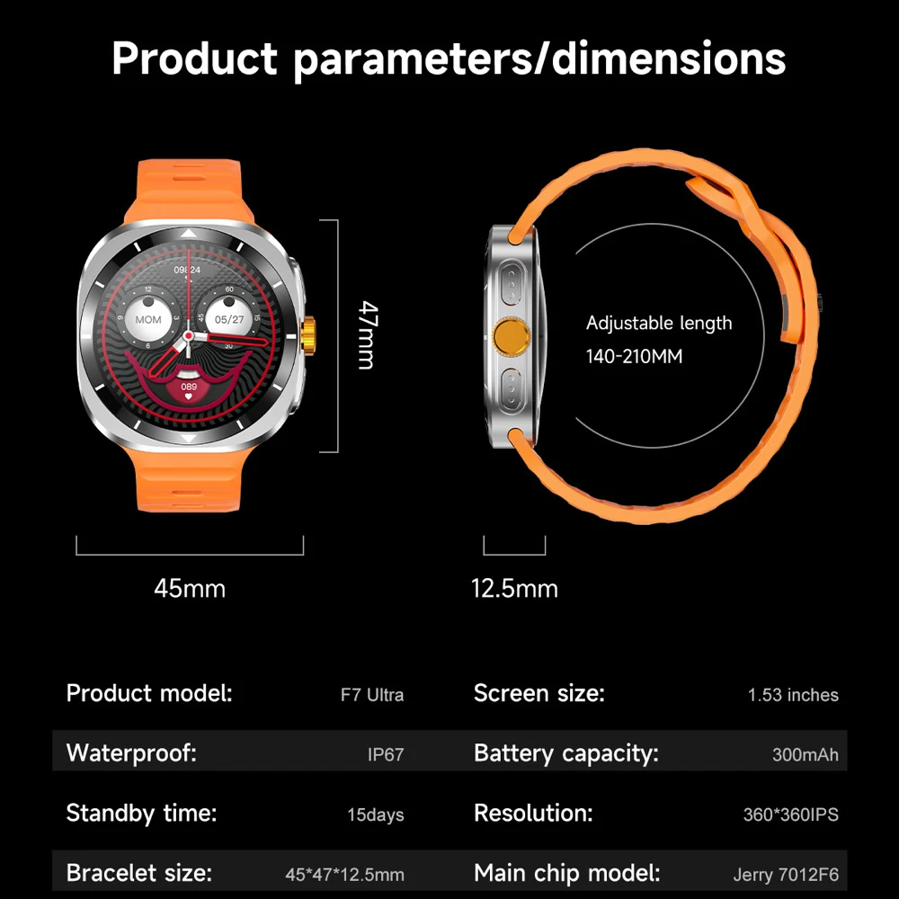 Montre intelligente d'appel Bluetooth pour homme, boussole, sport, étanche 24h, fréquence cardiaque, moniteur de santé, GPS, NDavid, extérieur, 1.53 mAh, en effet, 300