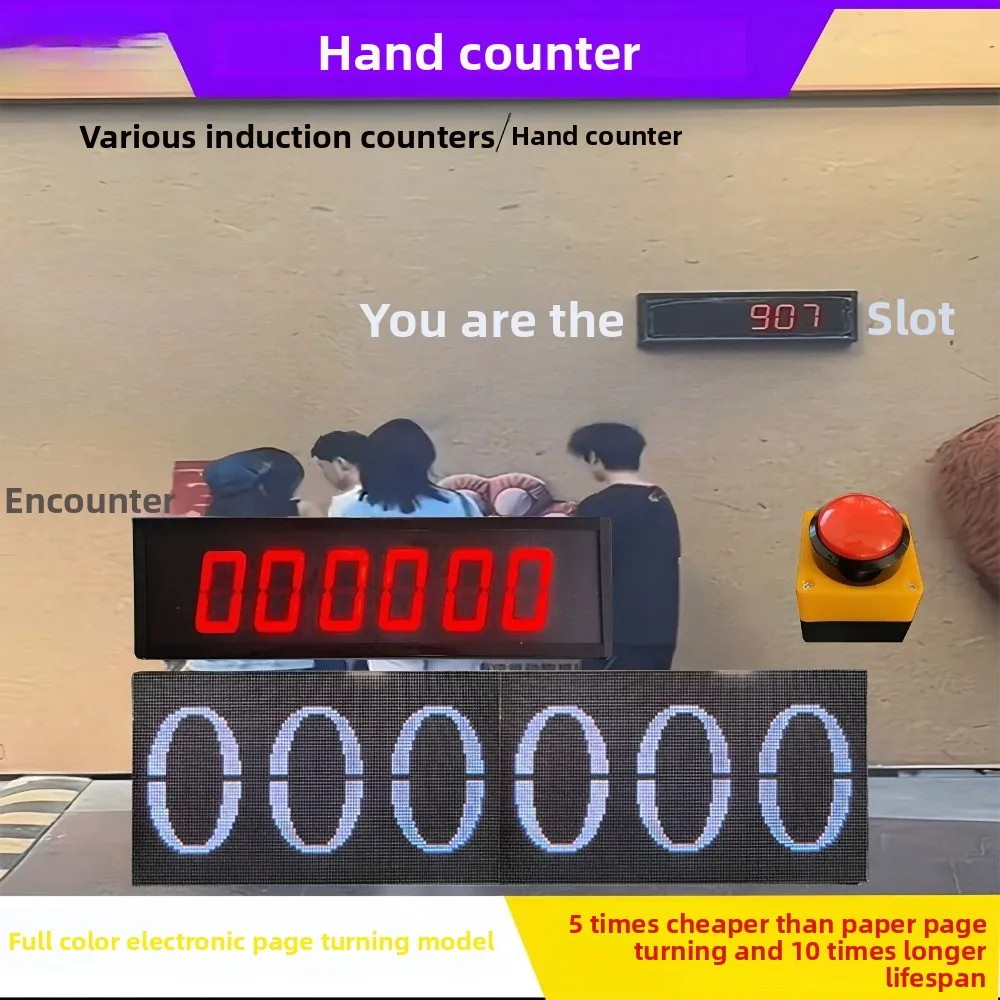 Electronic Hand Tally Counter with Button and Induction for Check in Flip Page Counting