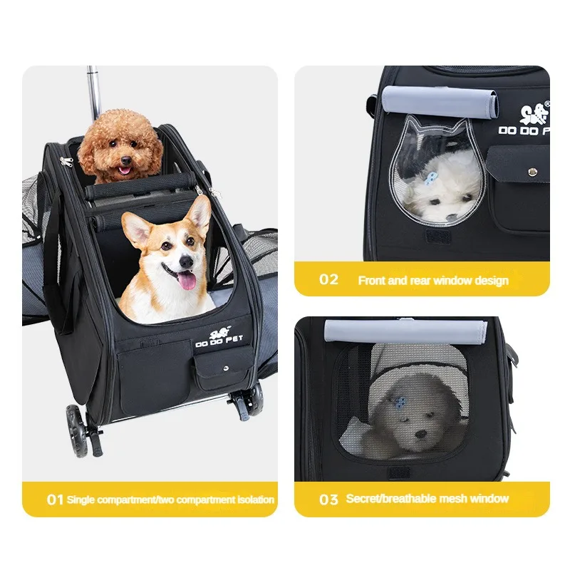 Pet Outdoor Tent Trolley Luggage Super Load-bearing Portable Breathable Large Space Dog Comfortable Fabric Trolley Suitcase