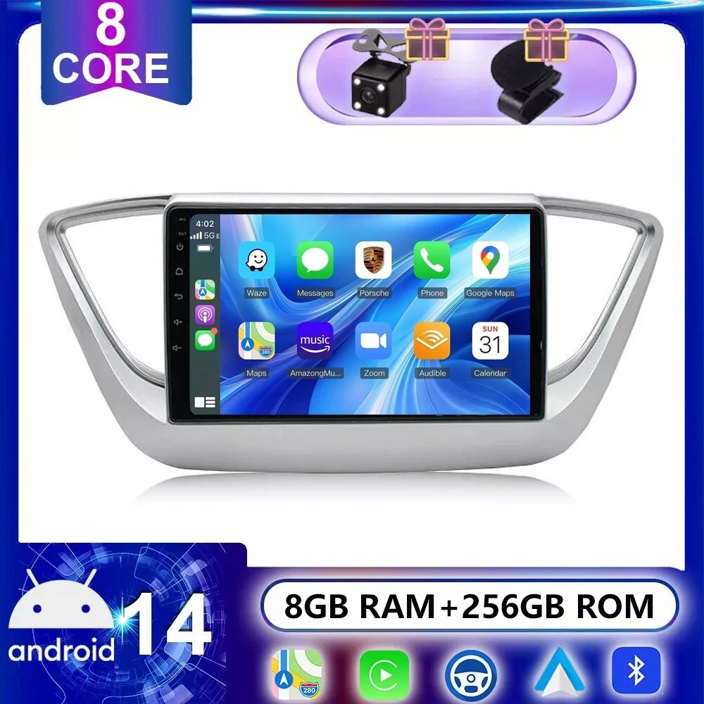 

9INCH Android 14 Multimedia Player Car Radio for Hyundai Solaris 2 Verna Accent 2017 2018 2019 2020 Android Auto Carplay Stereo