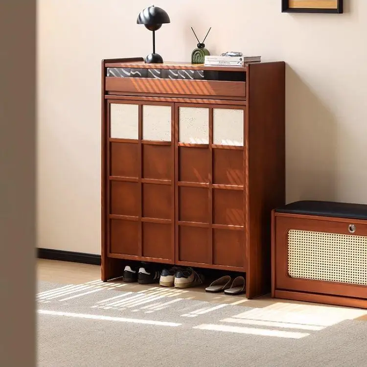 

Customizable solid wood shoe cabinet medieval entrance floor storage cabinet household large-capacity locker