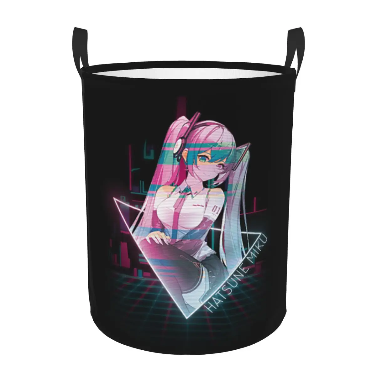 

Большая корзина для белья с аниме-дизайном Hatsune Miku, органайзер для хранения одежды и игрушек в стиле манга для мальчиков и девочек