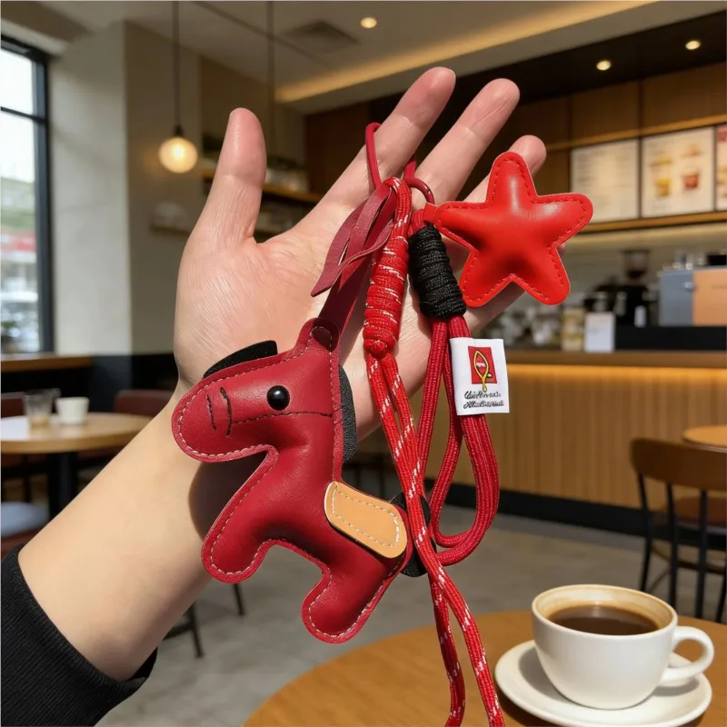 Pony Keychain Leather Backpack Charm Ins Personalized Car Keychain Fashion Bag Pendant Purse Femme Handbag Strap Decoration Gift