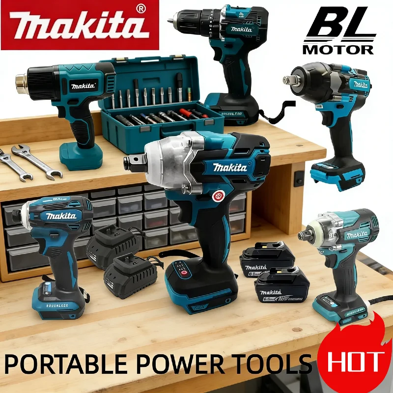 

Makita Cordless Brushless Drill Combo: Digital Heat Gun, Impact Driver / Wrench, DTD173, DTD171,DTW600, DDF487, DTW700, TW004G