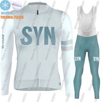 Winter Syn 2024 Team Cycling Jersey Set Men Germany Thermal Fleece Clothing Suit Long Sleeve MTB Bike Road Pants Bib Maillot