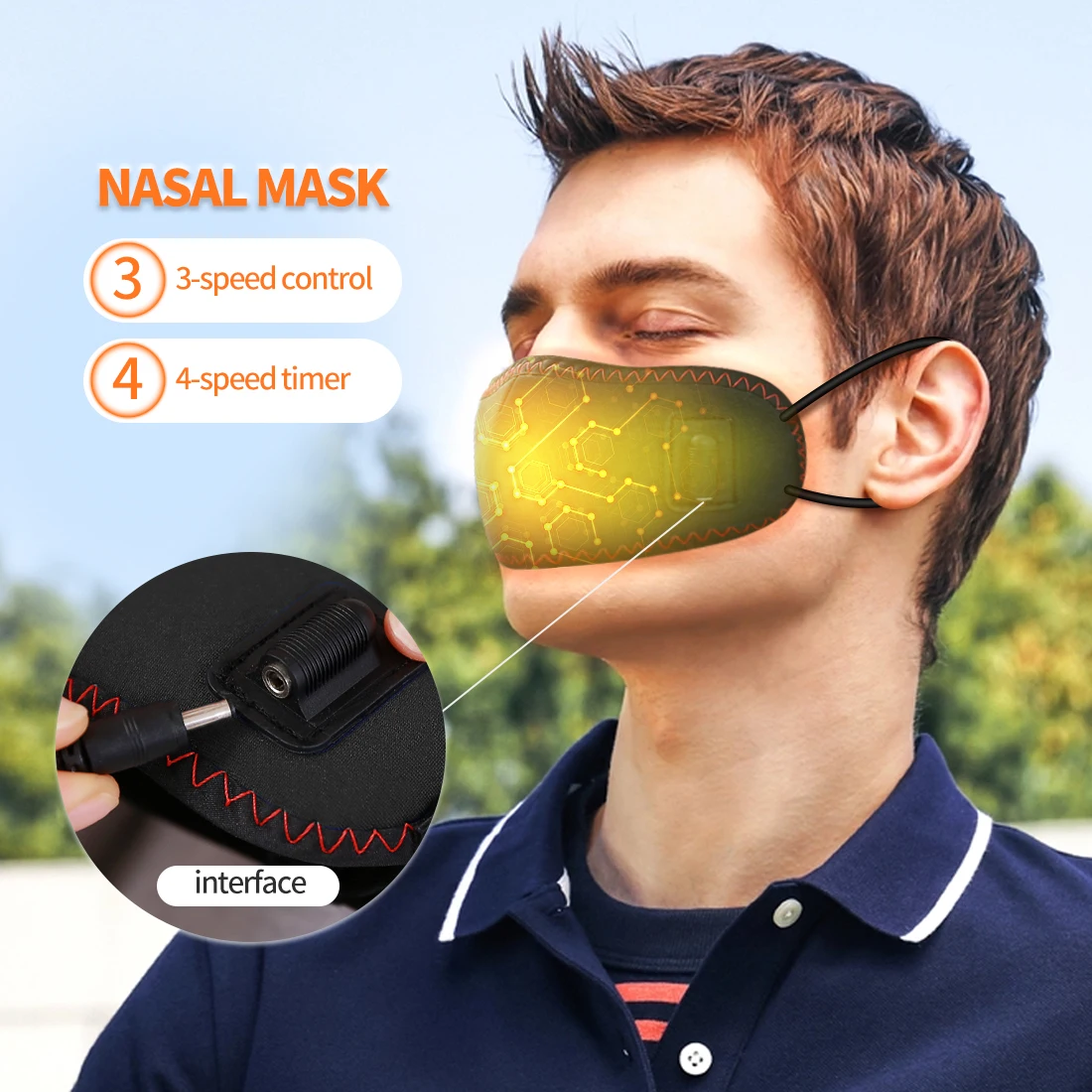 Electric Heating Nose Pad Winter Nose Warmer 3 Temperature Settings Hot Compress Face Cover for Stuffy Allergic Rhinitis