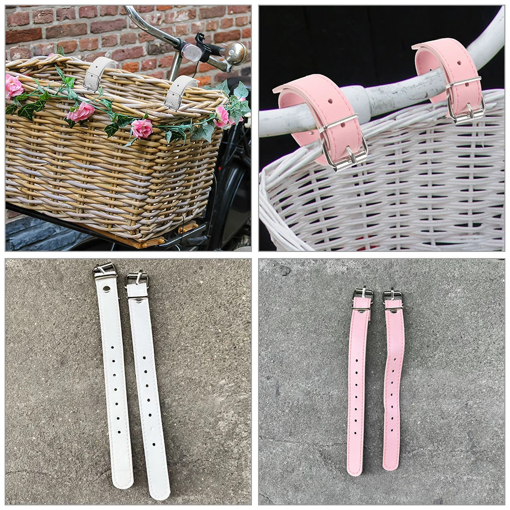 

2Pairs Bike Basket Strap Adjustable Front Basket Belts for Bicycle Cargo Rack Sturdy Cycling Accessories