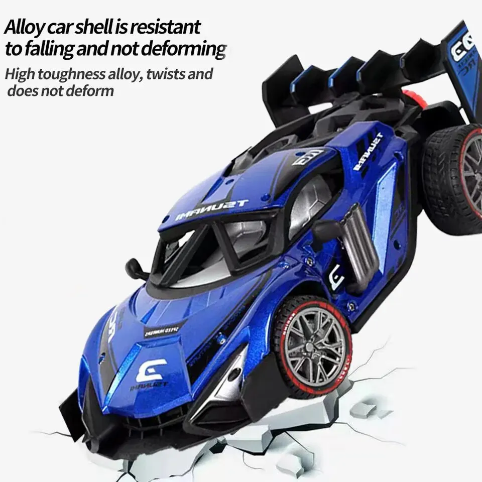 Alloy Remote Control Car Spray Stunt Car 2.4g High Speed Racing Drift Skeleton Car Toy Car CHILDREN'S Sports Car Gift