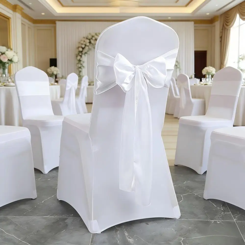 Hochzeit Dekoration Geburtstag Party Dunkelgrün Farbe Stuhl Schärpe Satin Selbst Krawatte Bands Knoten Hotel Bankett Weiß Stuhl Abdeckung Dekor – Detail 17