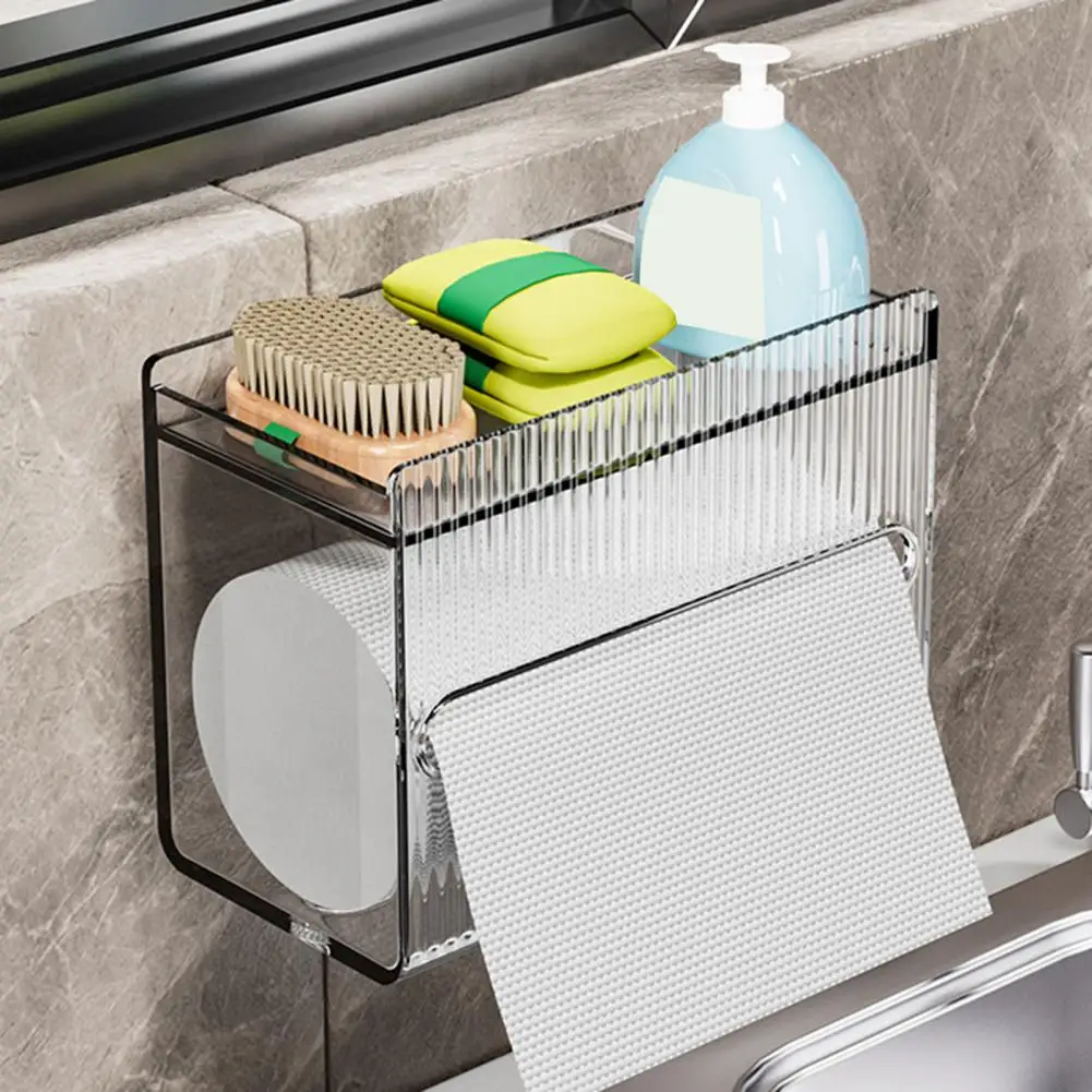 Odor-free Paper Towel Storage Wall Mounted Toilet Tissue Box Organizer with Capacity Drawer for Paper Rolls for Bathroom