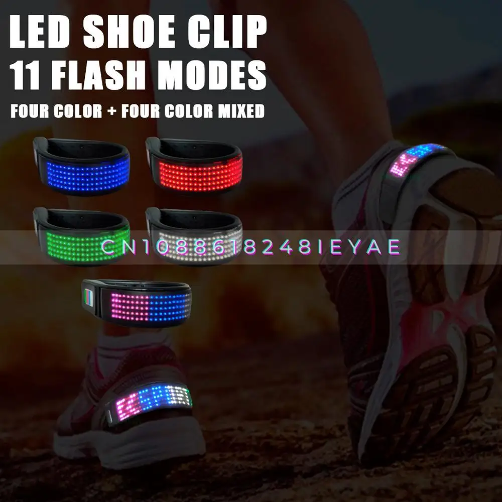 LED Message Shoes Safety Clip Luminous Flashing Light for Outdoor Sport Night Runners Joggers Bikers Kids