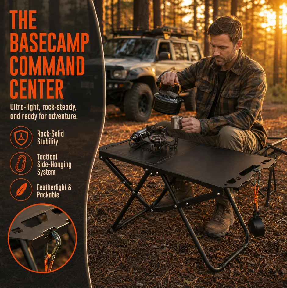 Portable Folding Camping Table, Lightweight Iron Picnic Table, Compact Design for Outdoor Camping, Beach, BBQ, Tailgating,Hiking