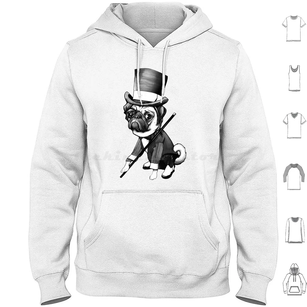 Pug Fred Astaire Hoodies Long Sleeve Dog Pug Pets Fred Astaire Vector Cool Graphic Animal Men Women Boy Girl Popular