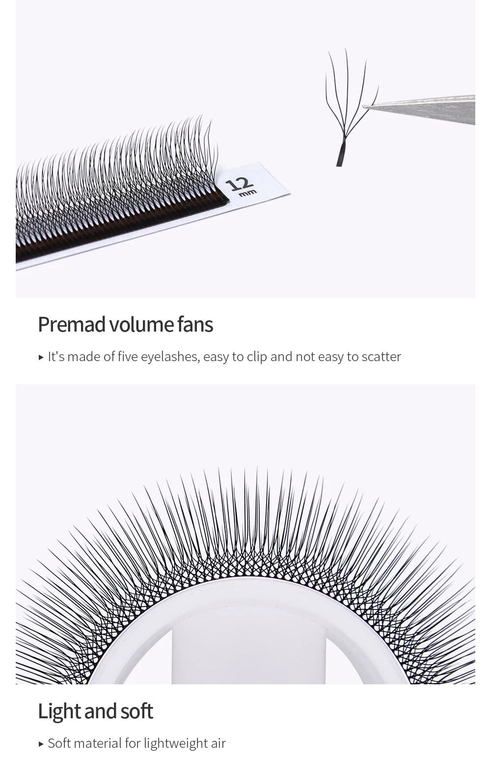 GLAMLASH C/D/L/LU/M Camellia 4D 5D W Wimpernverlängerung Großhandel vorgefertigtes Volumen 12 Reihen W-Stil Einzelwimpern natürlich weich – Detail 6