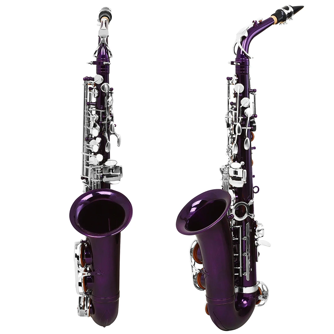 Purple Alto Saxophone with E-tone Brass Tube Body Carved with White Shell Button Saxophone Complete Set for Students/Beginners
