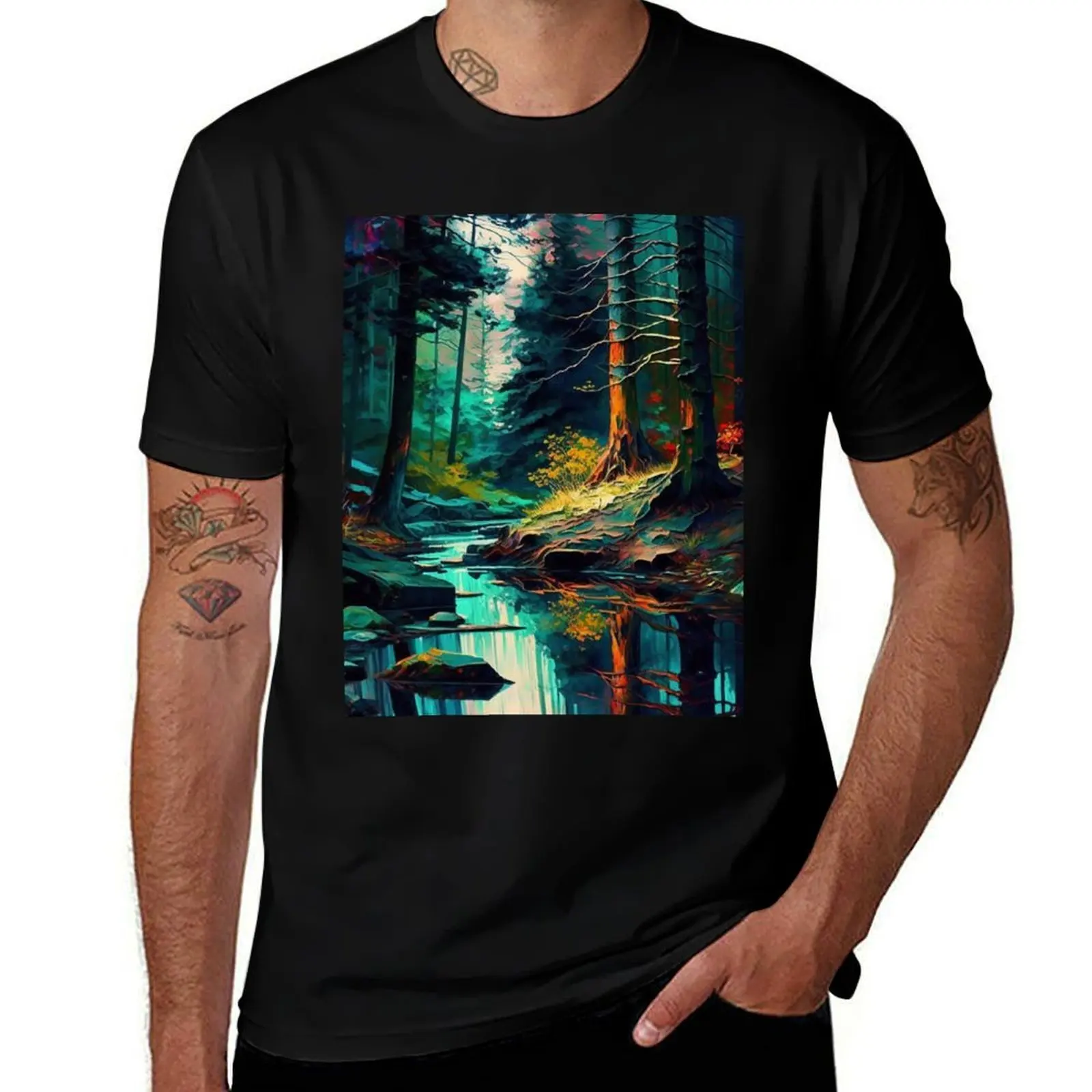 

forest abstract T-Shirt cotton t shirt pack cotton t shirts man 100% T-Shirt