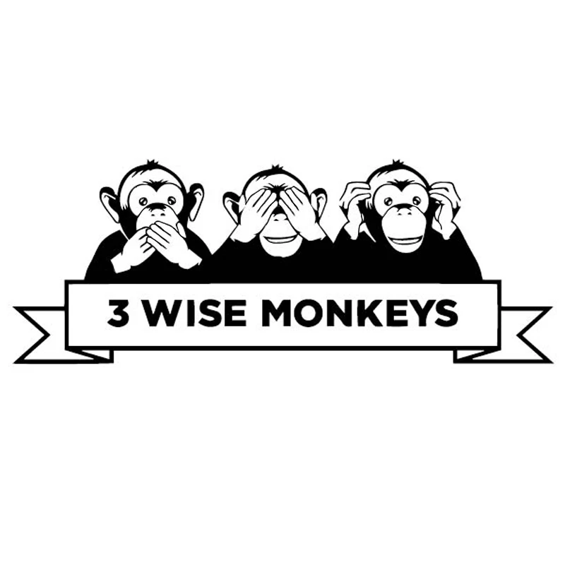 Waterproof and Sunscreen Creative Funny 3 Wise Monkeys Automobiles Motorcycles Exterior Accessories PVC Decals,20cm*7cm