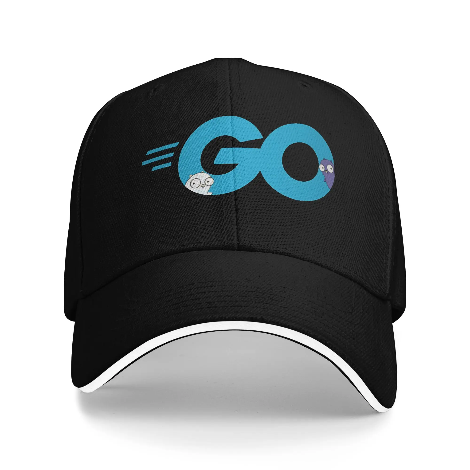 Golang Go Logo with Embedded Gopher Mascots  Cap For Unisex Stylish Baseball Cap  Dad Hat Daily Headewear Adjustable Fit