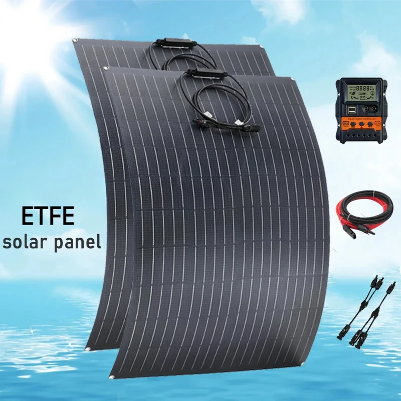 

ETFE 150W Flexible Solar Panel Monocrystalline Solar Power Cells Charger for Outdoor Camping Yacht Motorhome Car RV Boat