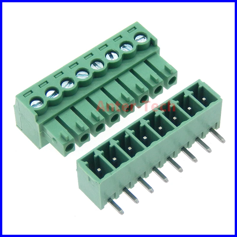 5SETS 15EDG 8pin 3.81MM pitch RIGHT ANGLE screw terminal block connector 3.81 8pin PLUG + bending PIN HEADER SOCKET for pcb