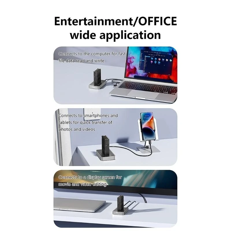 4 Bay M.2 NVME Disks lects tooless support support 12V Power Adapter