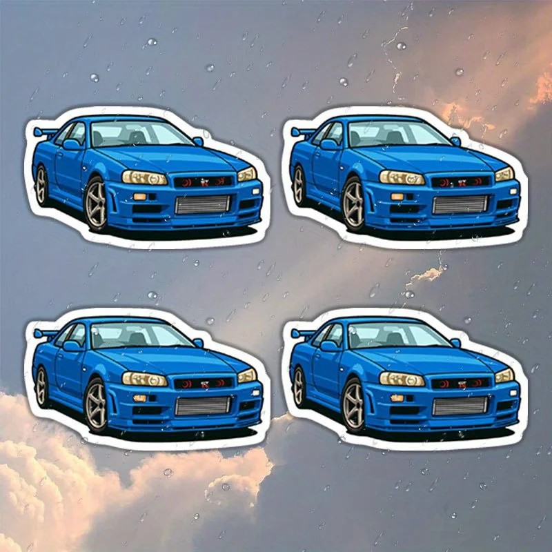 

1SET "Vibrant Blue Sports Car Graphic Stickers, Suitable for Helmet Decorations, Wall Mirrors, and Cabinet Surfaces"