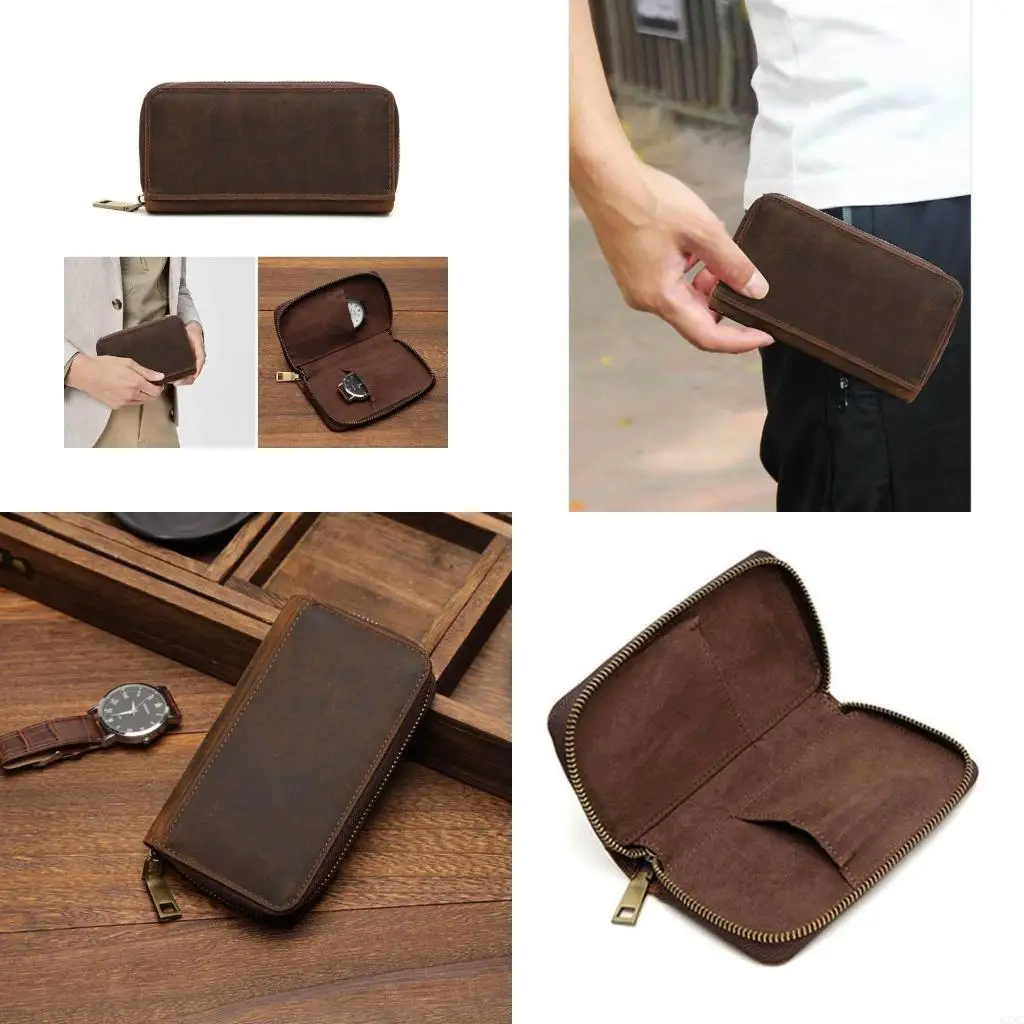 

Чехол для хранения часов Horsehide 2, минималистичный кожаный чехол для ювелирных изделий, украшения унисекс